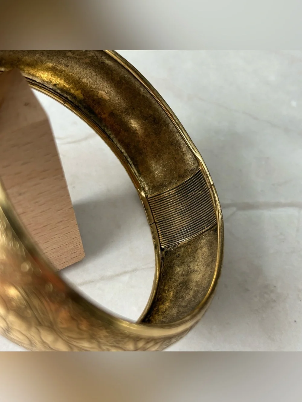 Vintage Engraved Floral Gold-Tone Bangle Bracelet